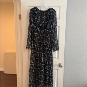 Zara Black, Blue, Tan Long Sleeve Dress
